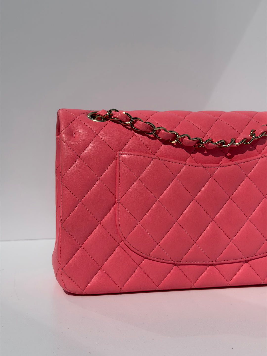 Chanel Medium Hollywood Charms Classic Flap Bag Pink Lambskin Light Gold Hardware 2024