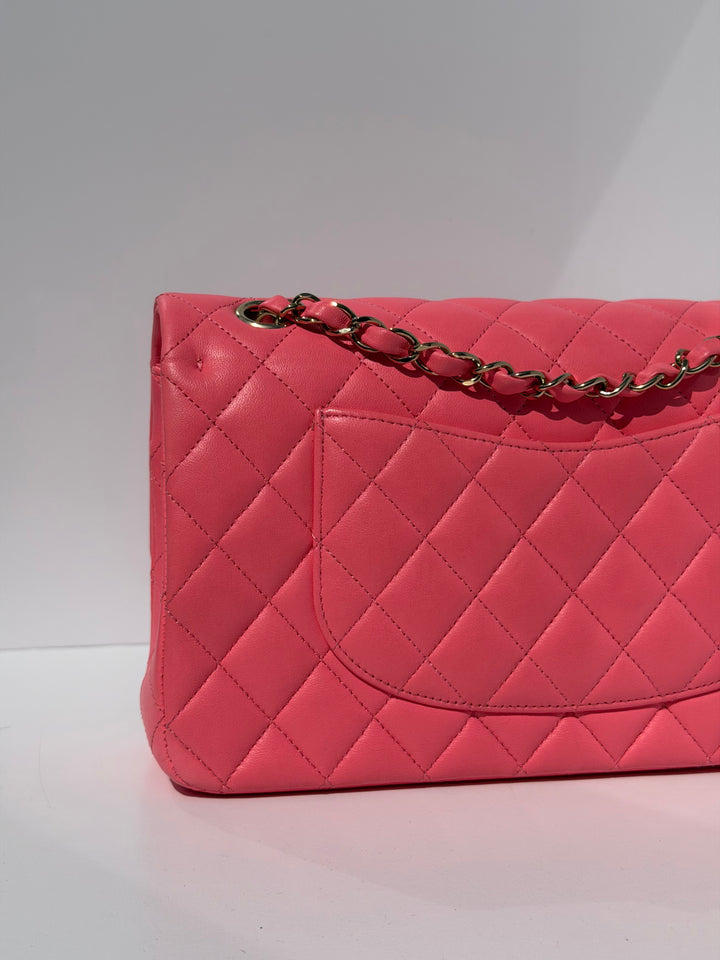 Chanel Medium Hollywood Charms Classic Flap Bag Pink Lambskin Light Gold Hardware 2024