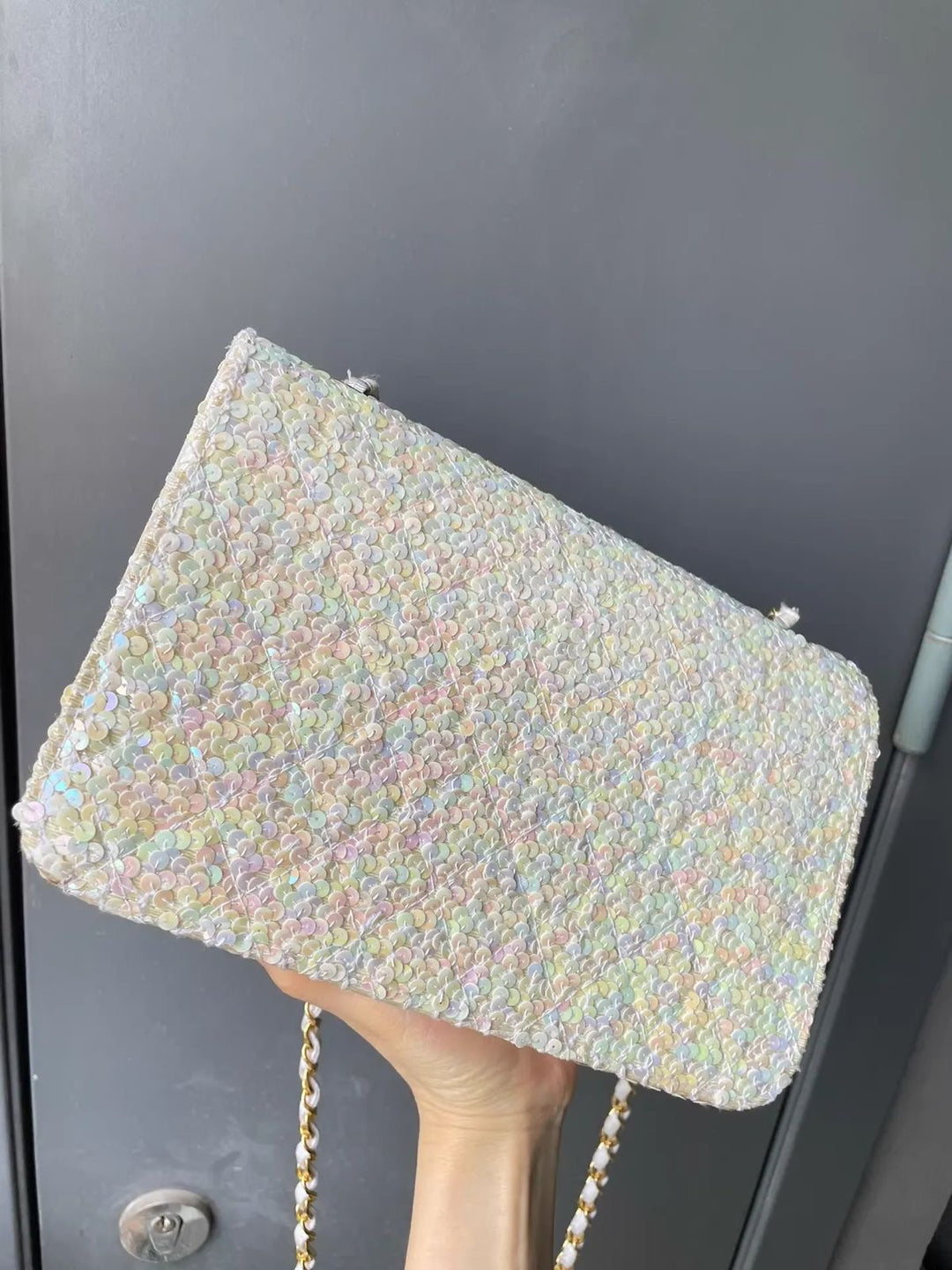 Chanel 1992 Medium Iridescent Sequin Flap Bag