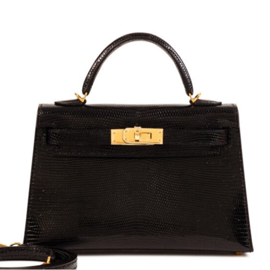 Hermes Mini Sellier Black Lizard Kelly 20