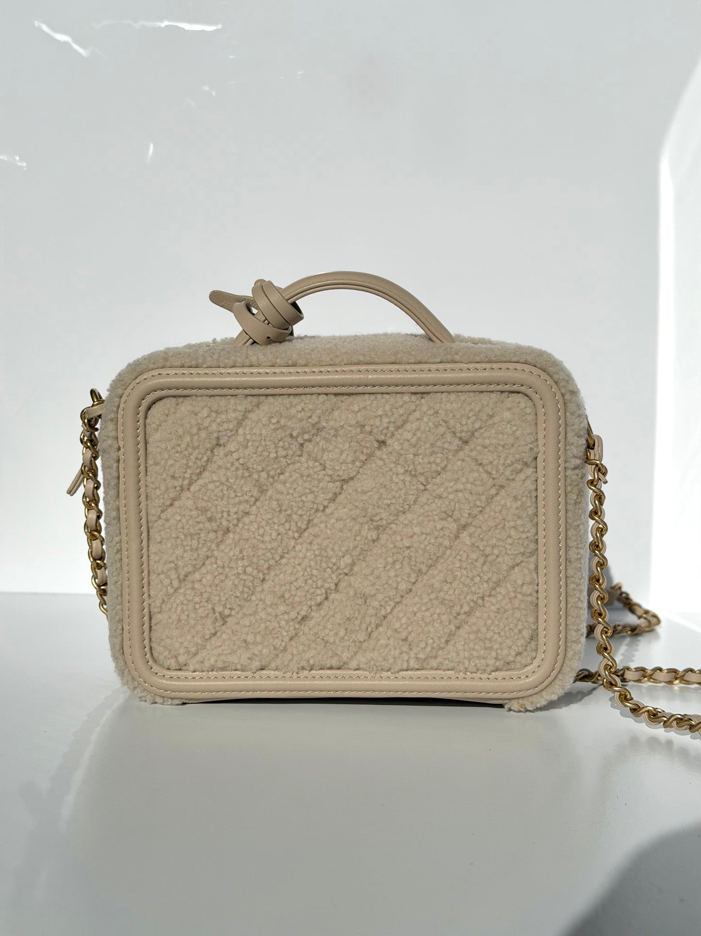 Chanel Small Nude Filigree Shearling Vanity Case