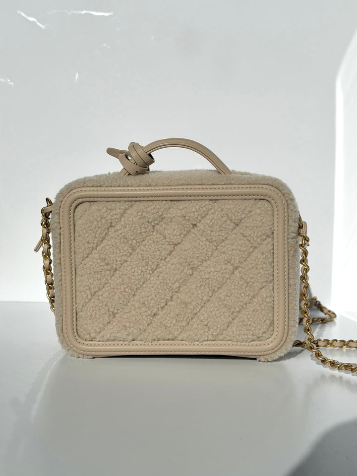 Chanel Small Nude Filigree Shearling Vanity Case