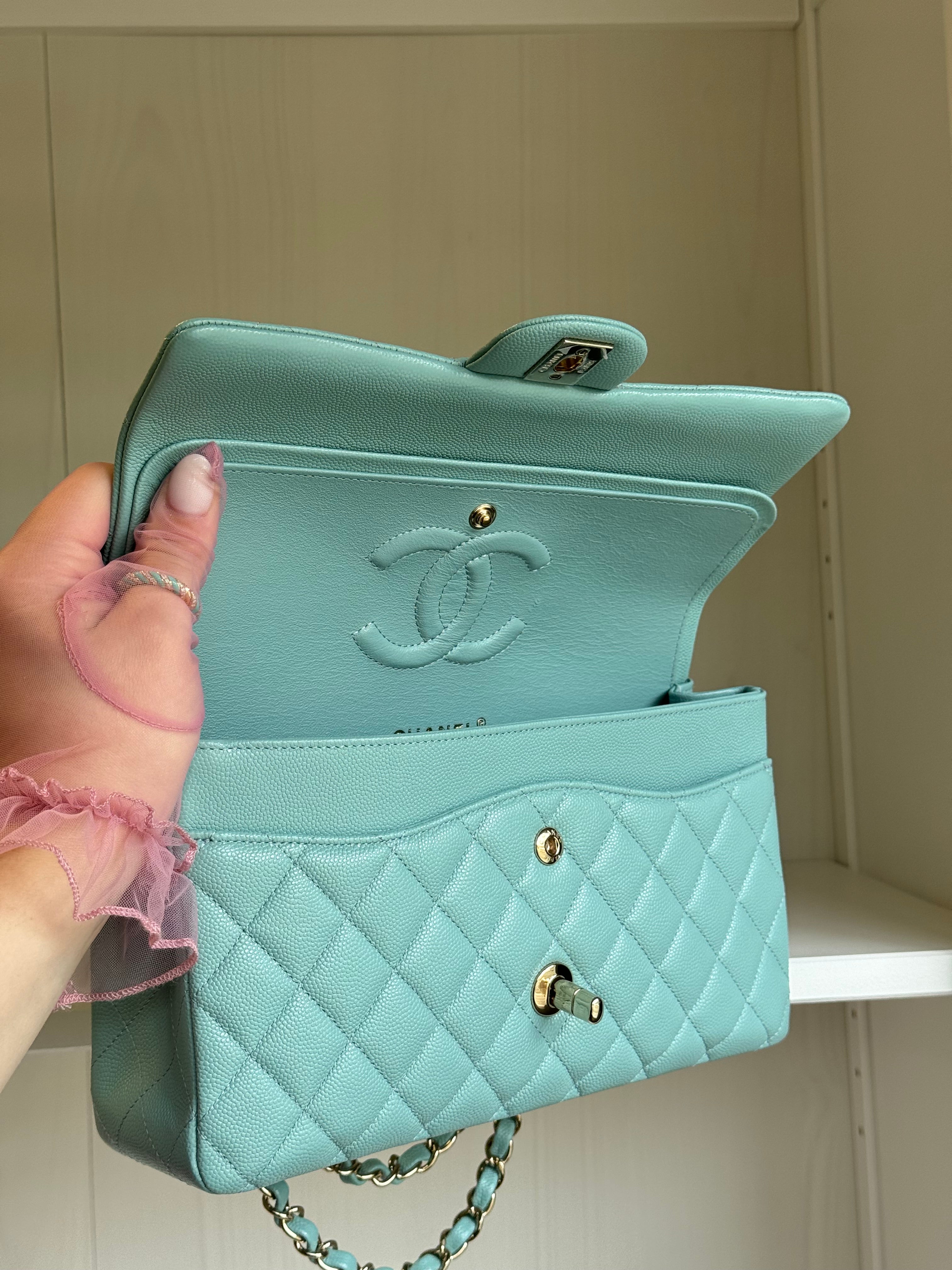Chanel 20C Tiffany Blue Medium Caviar Flap Bag – Its A Luv Story