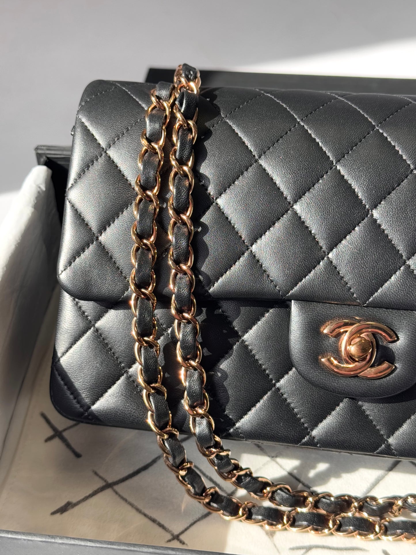 Chanel Black Medium Lambskin Flap Bag + RGHW