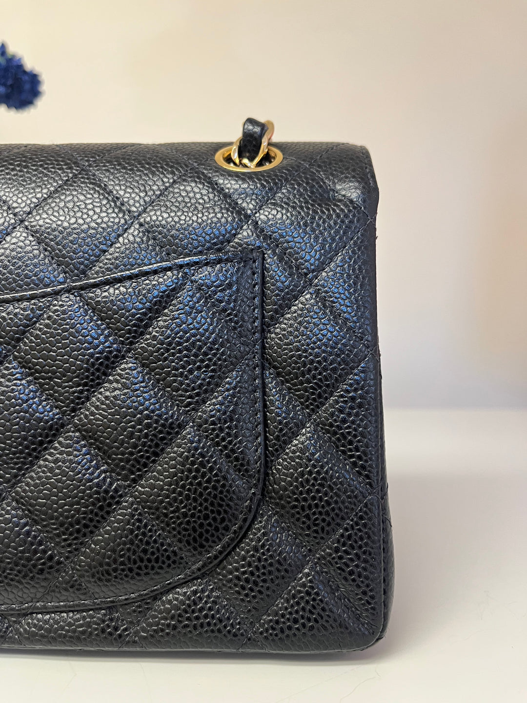 Chanel 7 Series Black Small Vintage Caviar Classic Flap Bag