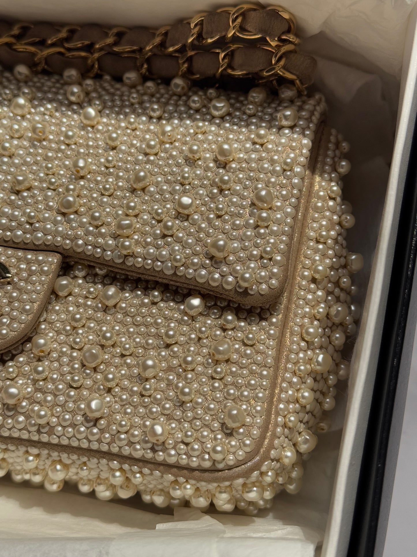 Chanel 17A Ritz Pearl Embellished Mini Rectangular Flap Bag