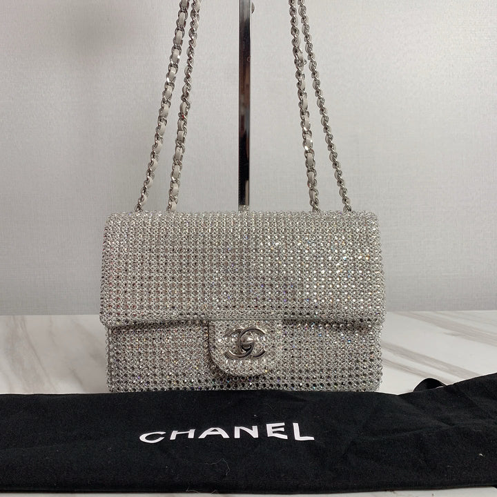 Chanel Mini Flap Bag Silver Crystal Crochet Silver Hardware Métiers D’Art 2026