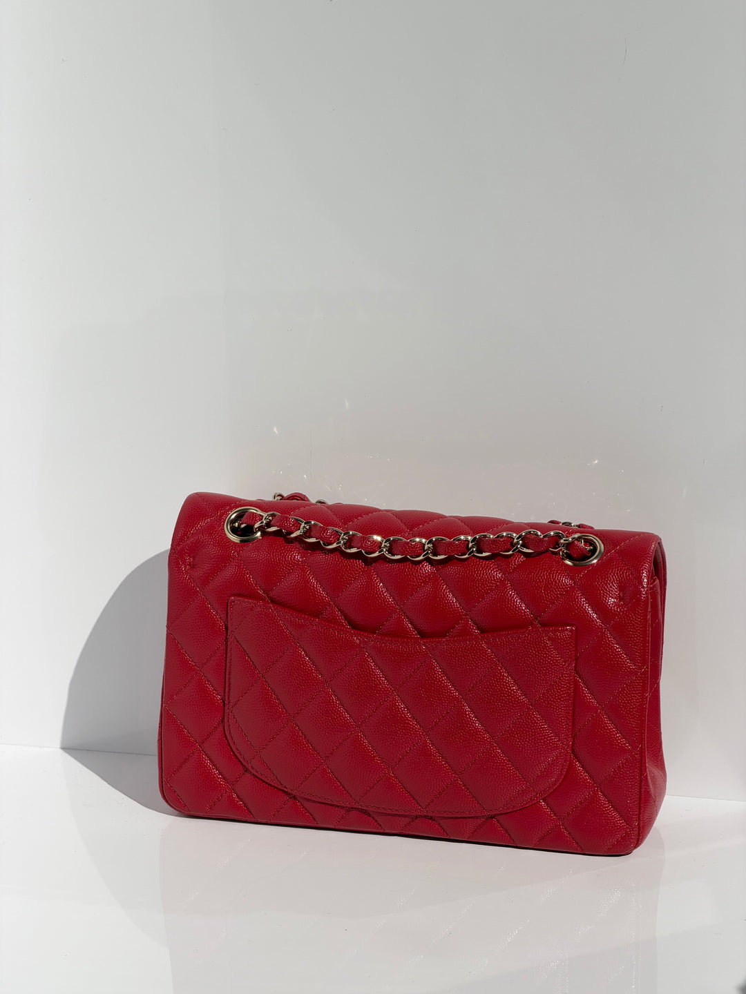 Chanel Small Double Flap Bag Caviar Leather Red Light Gold Hardware 2018