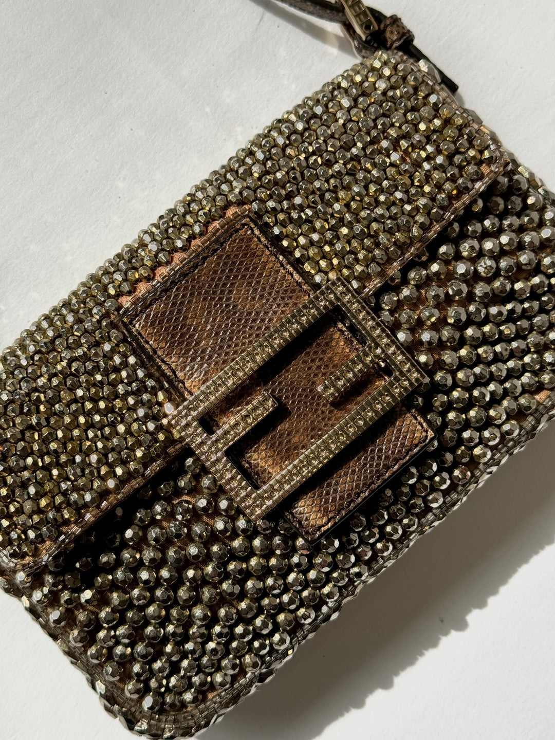 Fendi Mini Karung Trimmed Embellished Baguette