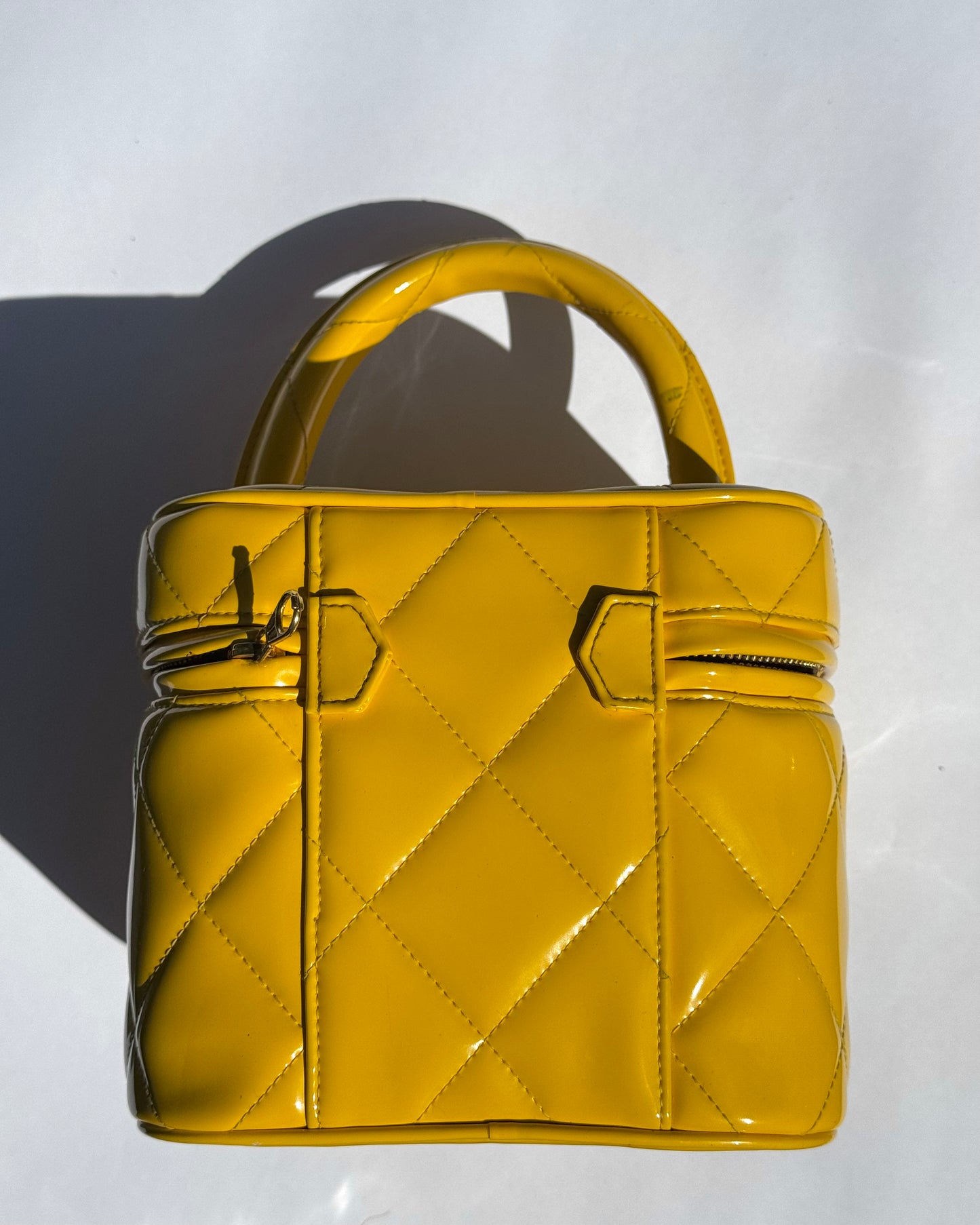 Chanel 1995 Yellow Heart Mirror Vanity Bag