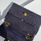 Chanel 1997 Medium 24K Navy Camellia Classic Flap Bag