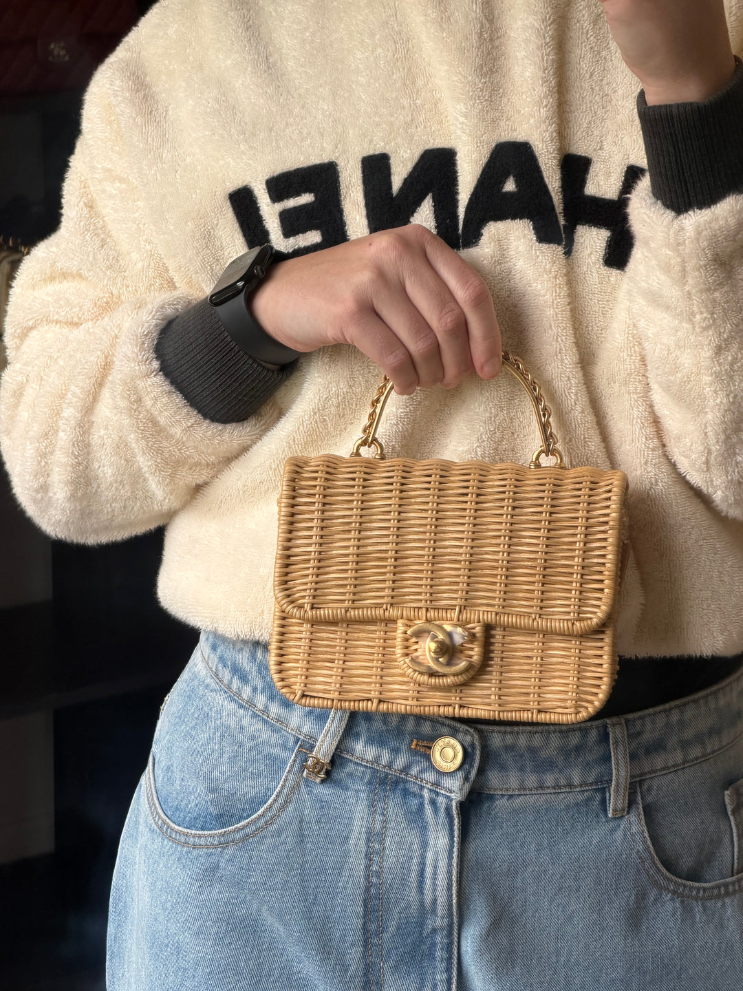 Chanel Braided Mini CC Top Handle Tan Rattan Gold Hardware 2025/26 Cruise
