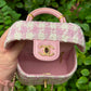 Chanel Pink Ecru Tweed Handle Crush Small Vanity Case