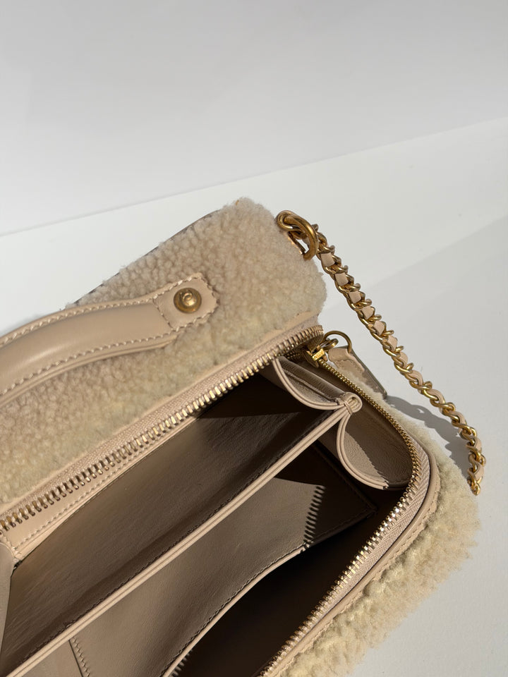 Chanel Small Nude Filigree Shearling Vanity Case