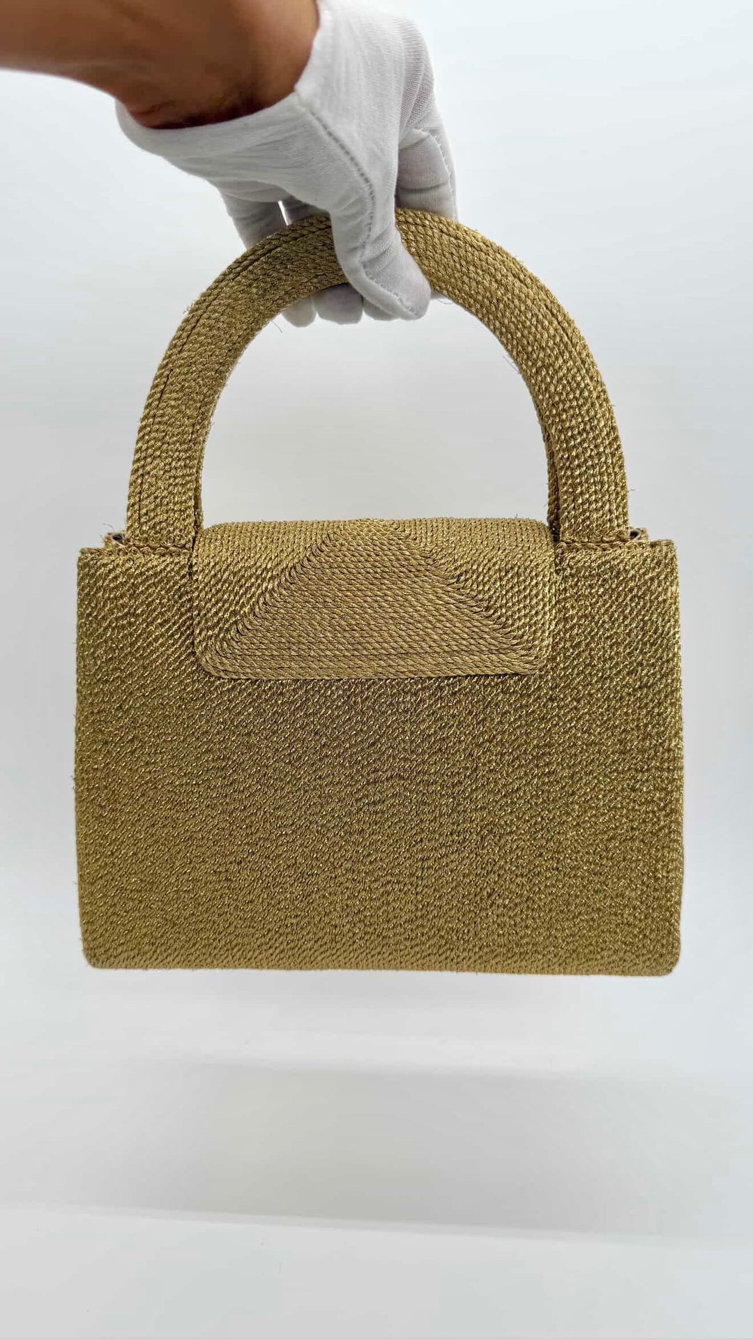 Chanel RARE 1998 Gold Silk Woven Small Kelly