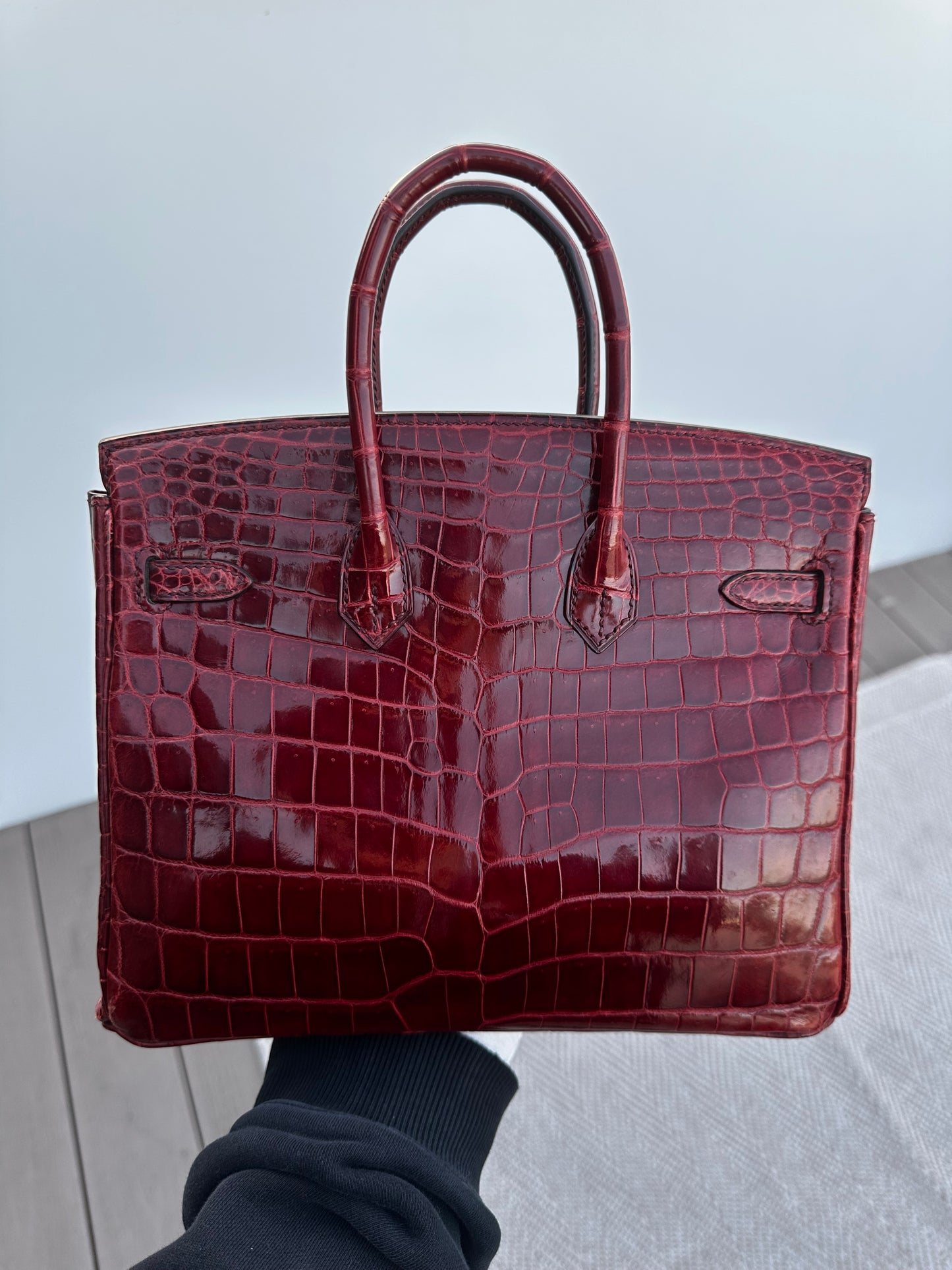 Hermes 2016 Bourgogne Shiny Niloticus Crocodile Birkin 25