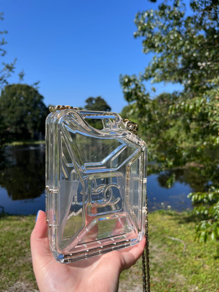 Chanel 2015 CLEAR PLEXIGLASS DUBAI BY NIGHT GAS CAN MINAUDIERE