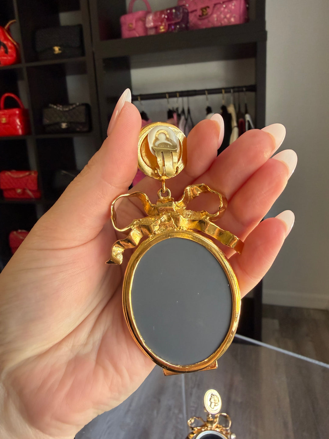 Chanel Mirror Drop Earrings Gold Plated 1990–2000