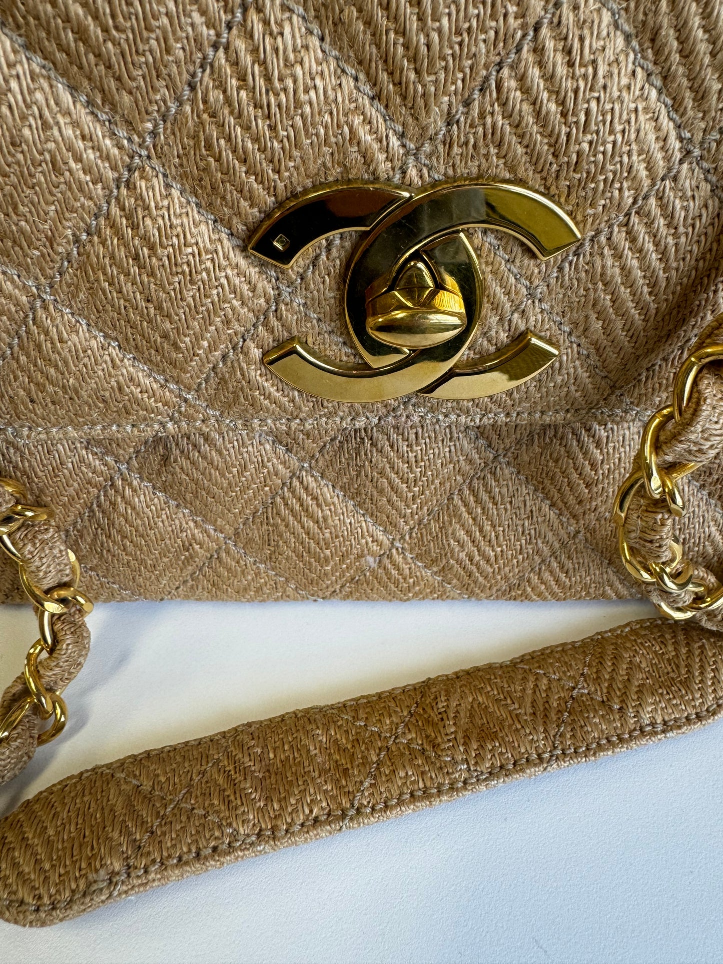 Chanel 24K Vintage Raffia Large Flap