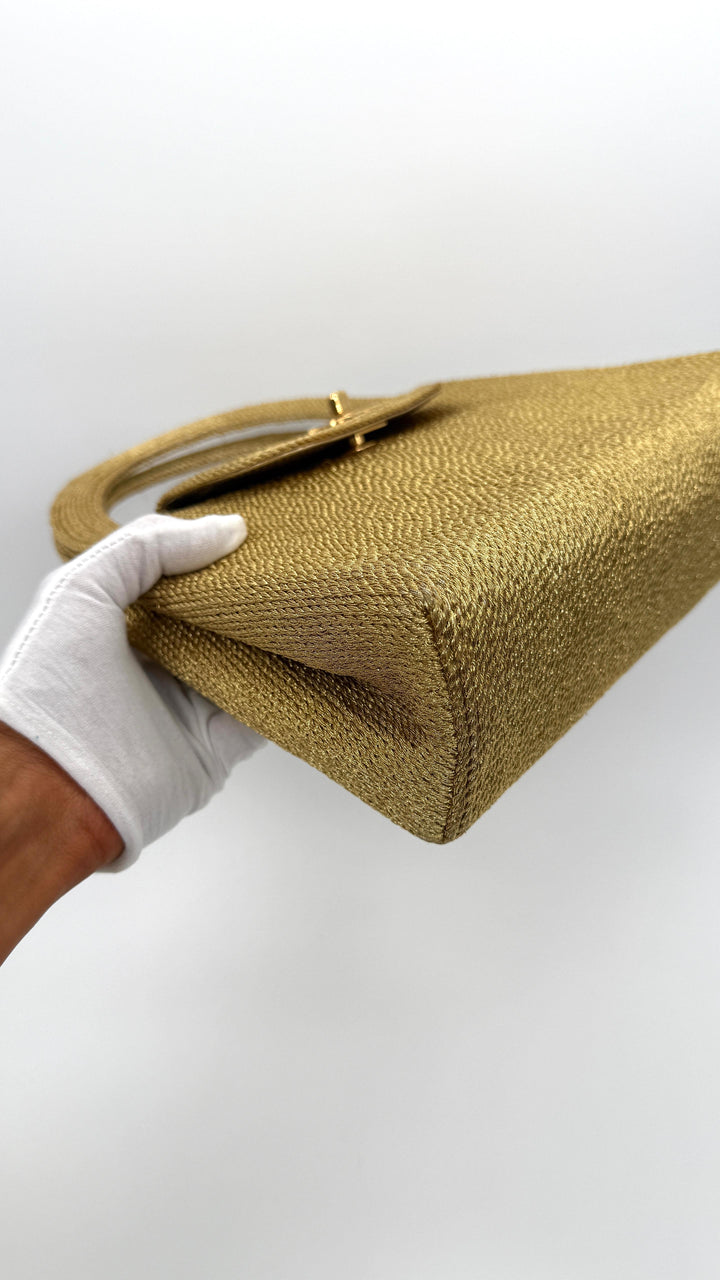 Chanel RARE 1998 Gold Silk Woven Small Kelly