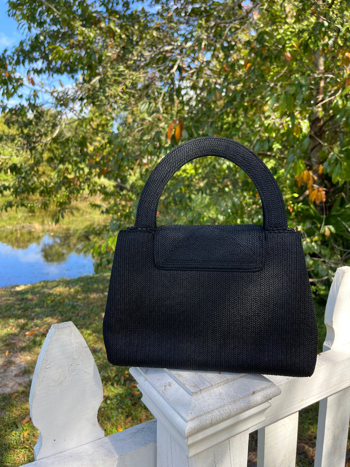 Chanel Vintage Medium Black Rope Kelly Top Handle