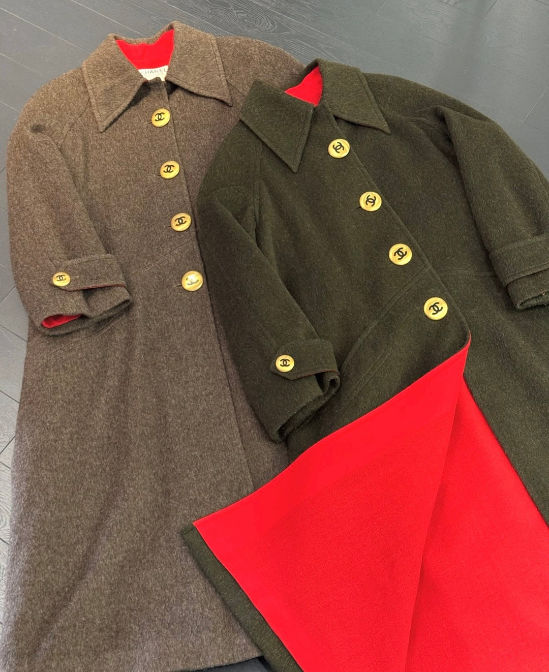 Chanel CC Military Brown Wool Runway Coat 1992