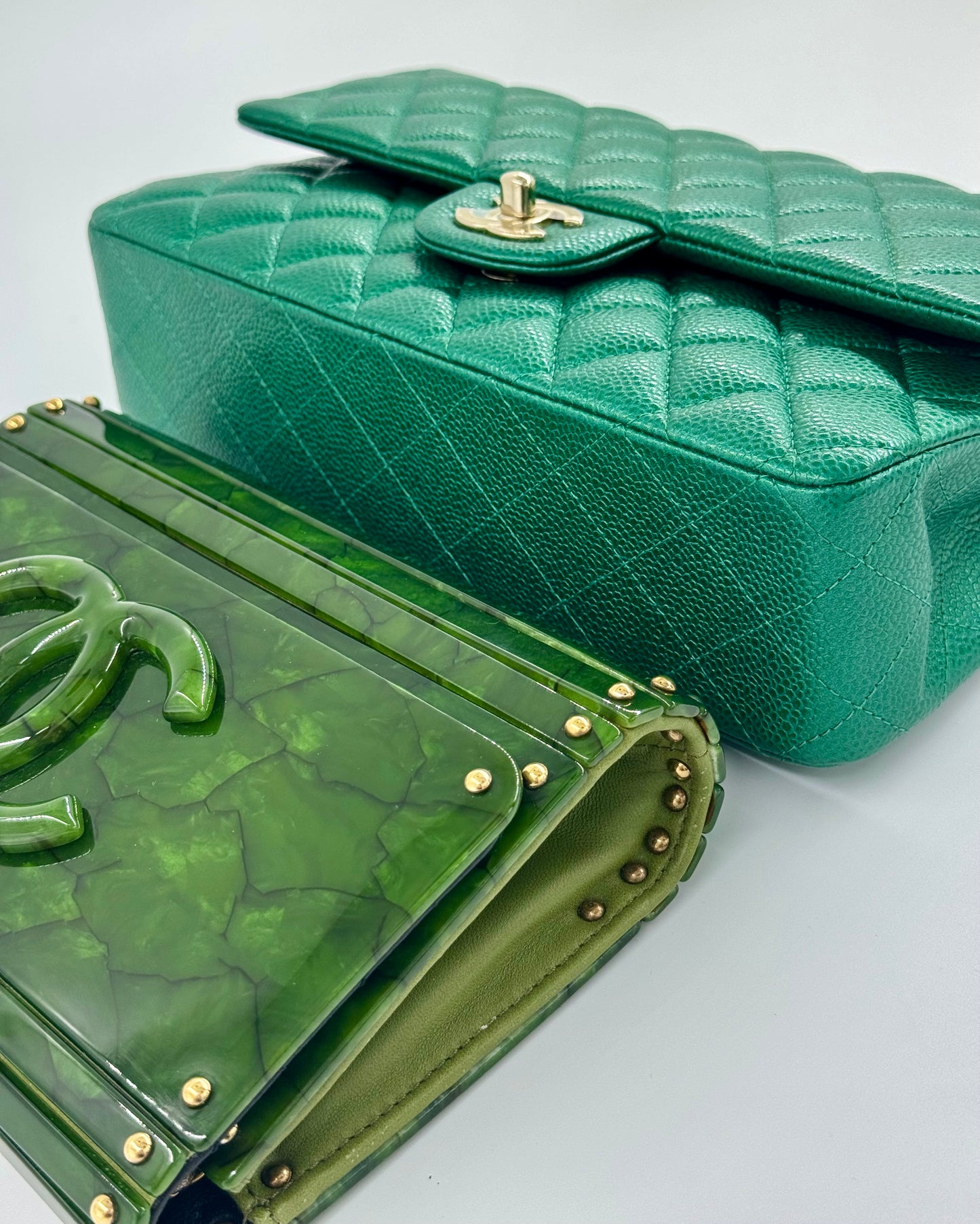 Chanel RARE Green Tortoise Minaudiere Crossbody