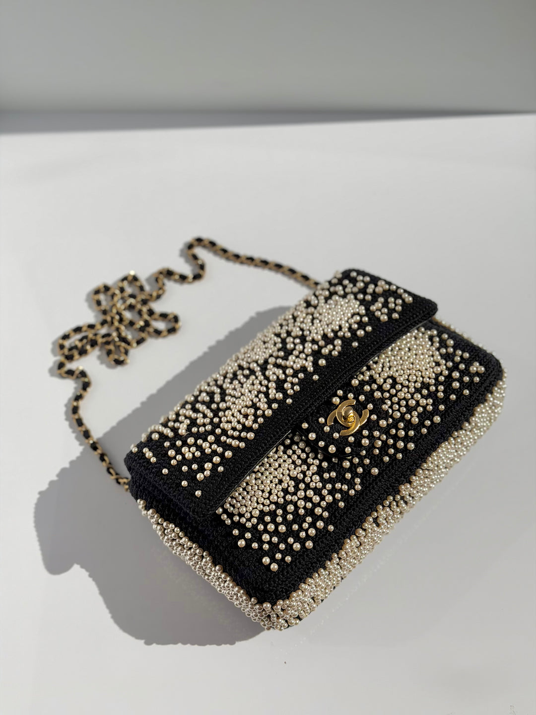 Chanel 17C Medium Flap Bag Pearl Embellished Gold Hardware 2017