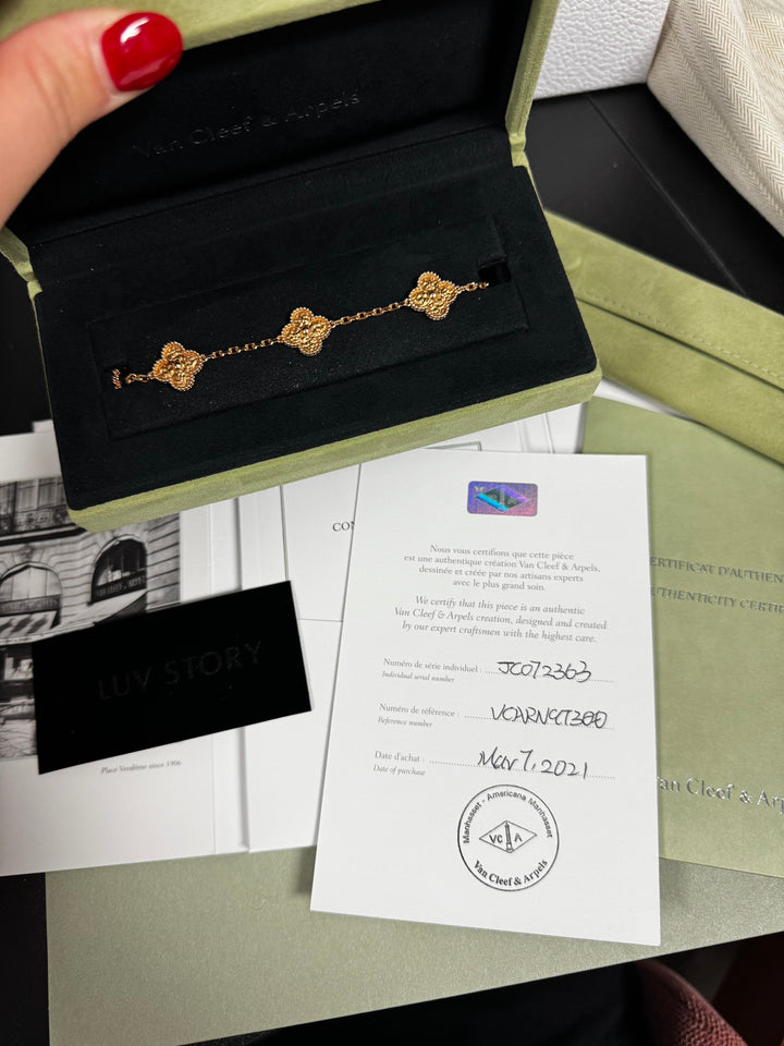 Van Cleef & Arpels Vintage Alhambra 5 Motifs Bracelet 18K Rose Gold
