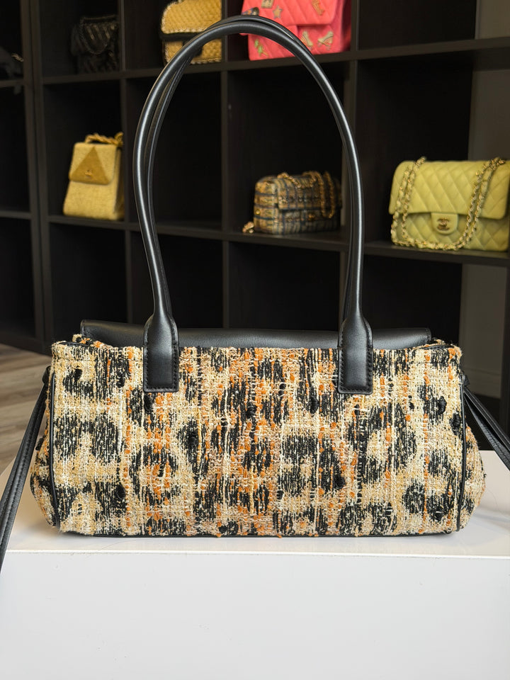Chanel Small Shopping Bag Brown Black & White Leopard Tweed & Calfskin Gold Tone Hardware 2026
