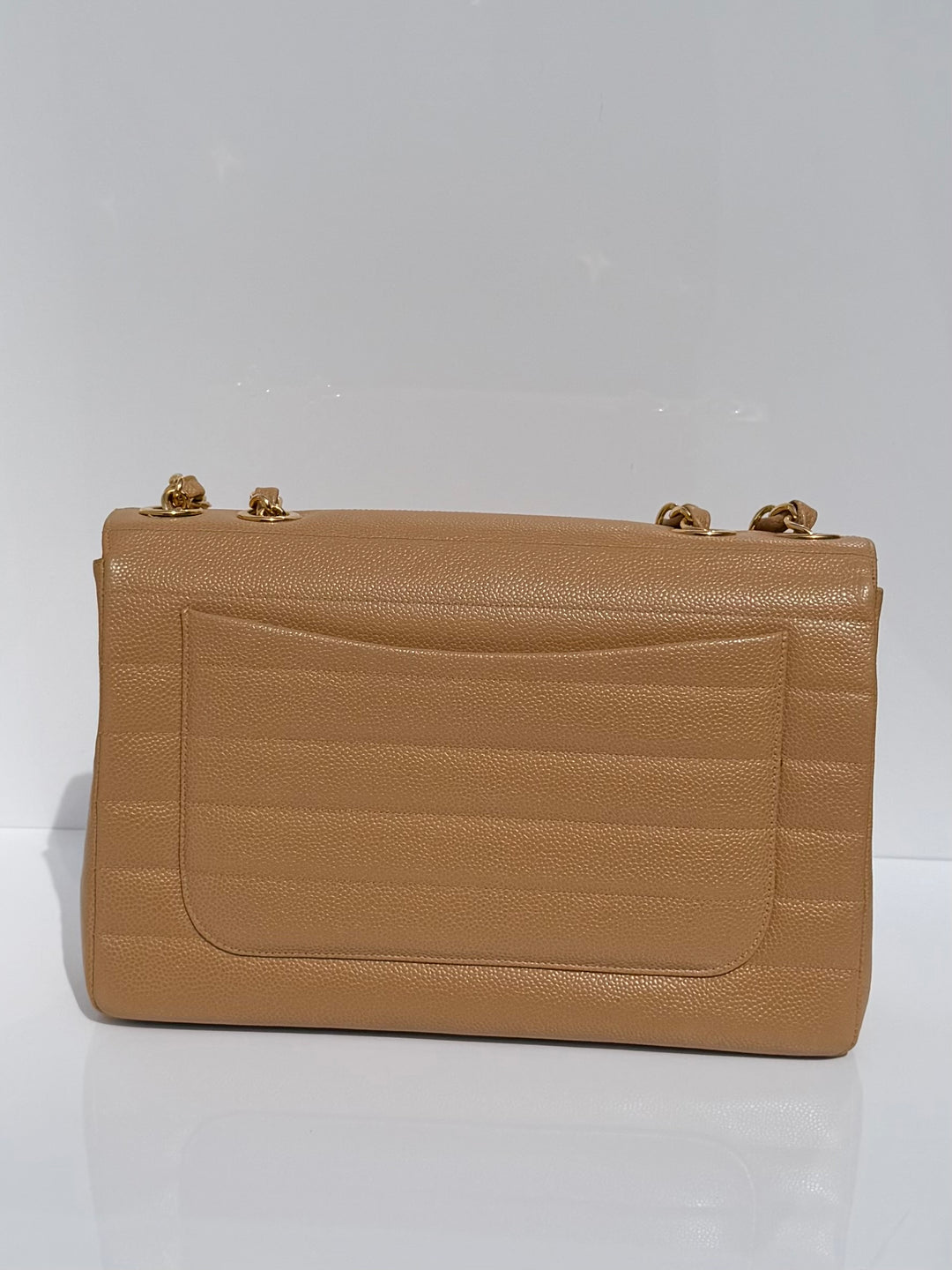 Chanel Classic Flap Jumbo Horizontal Dark Beige Caviar 24K Gold Hardware 1996