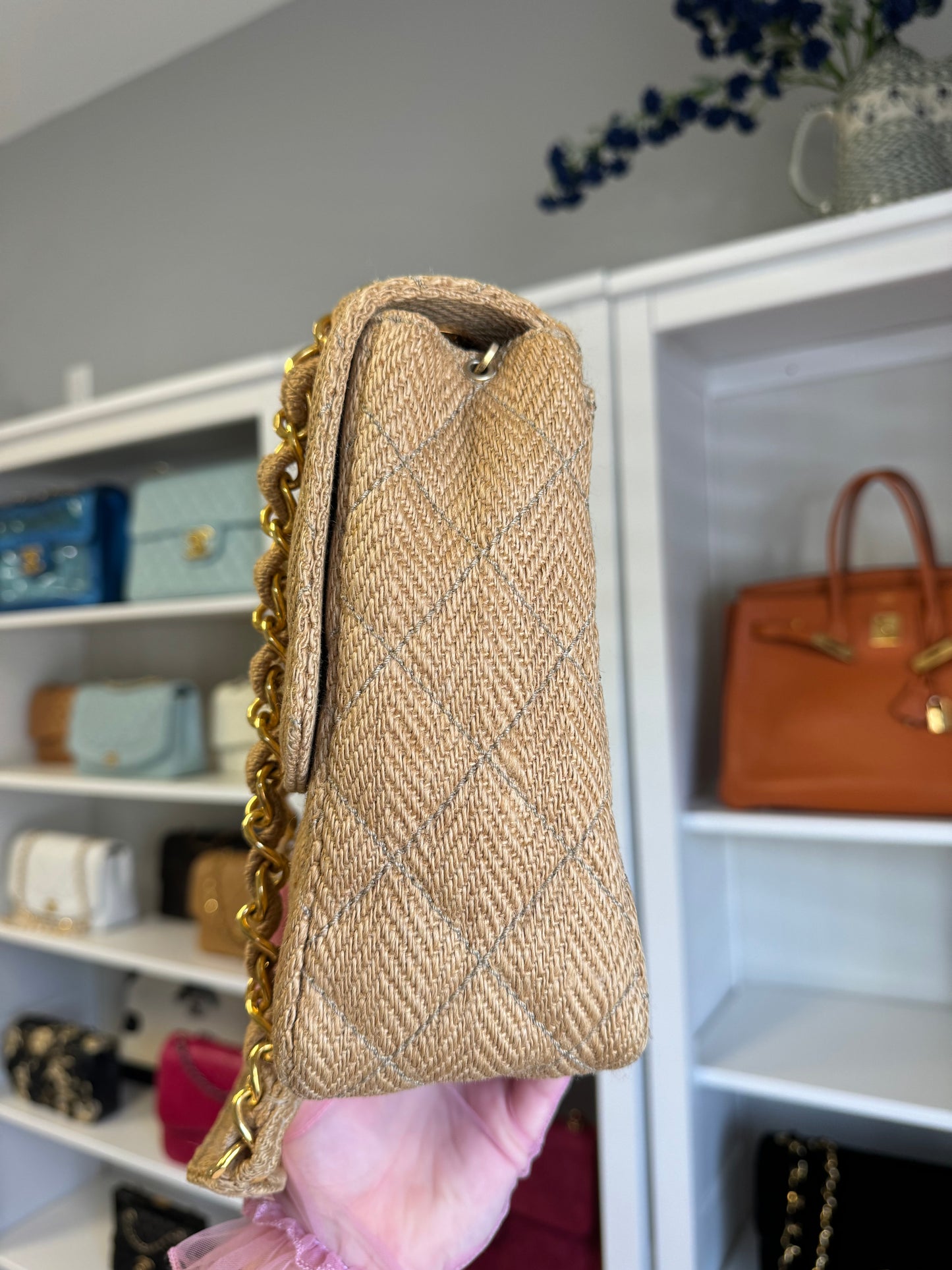 Chanel 24K Vintage Raffia Large Flap