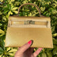 Hermes Mini Sellier Gold Metallic Chevre Dore Kelly 20