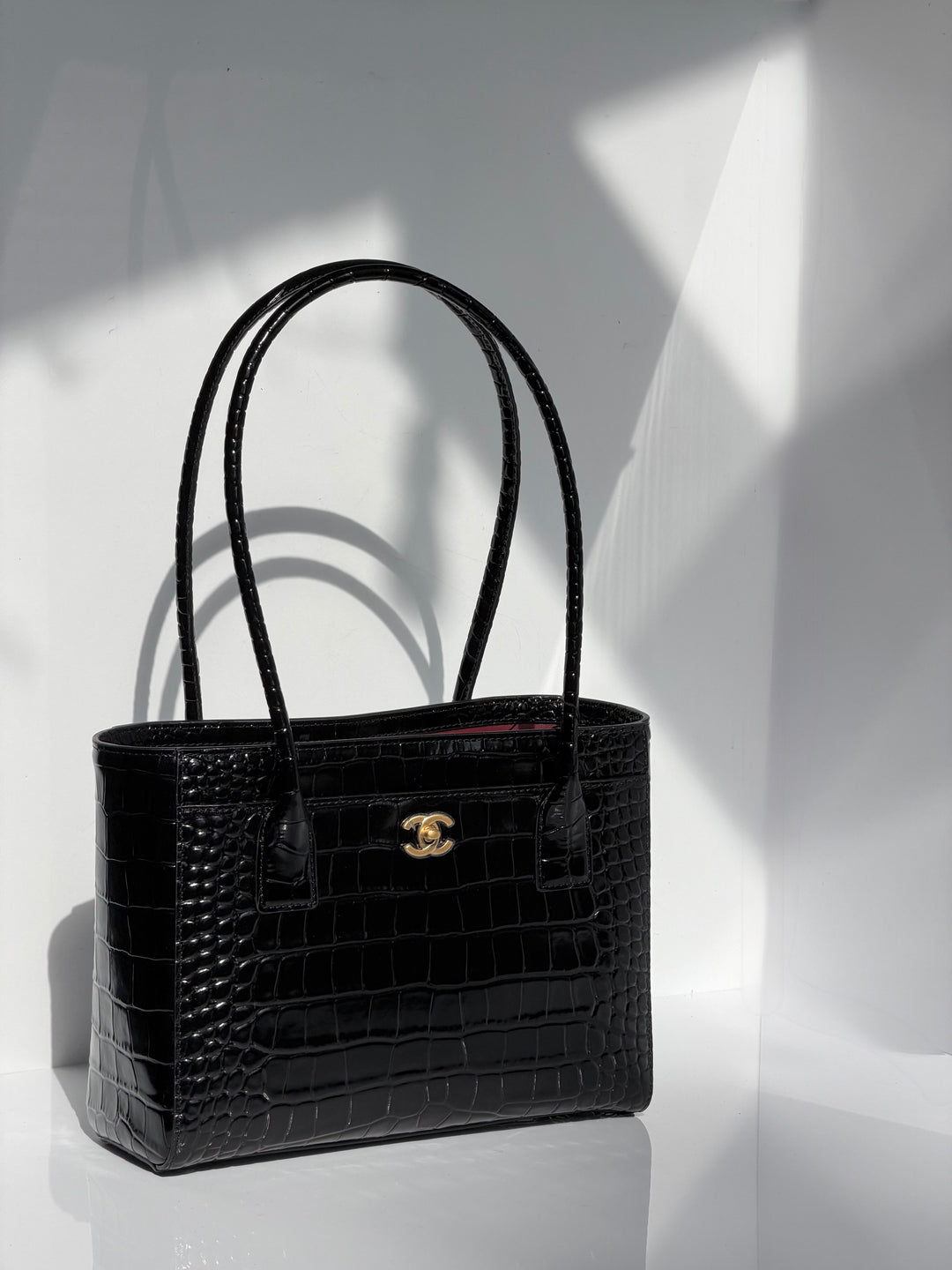 Chanel Mini Shopping Bag Crocodile Embossed Calfskin Black 2026