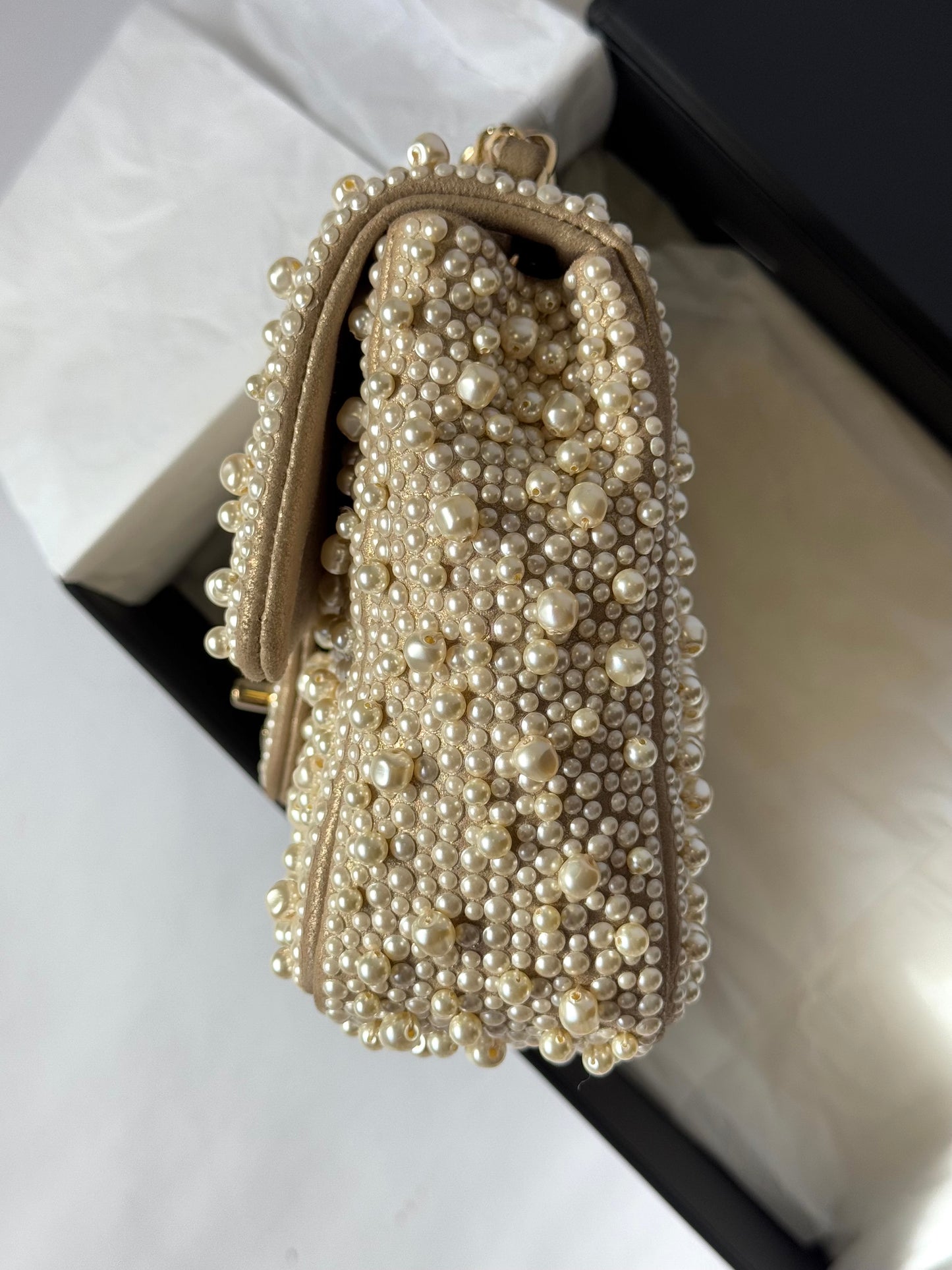 Chanel 17A Ritz Pearl Embellished Mini Rectangular Flap Bag