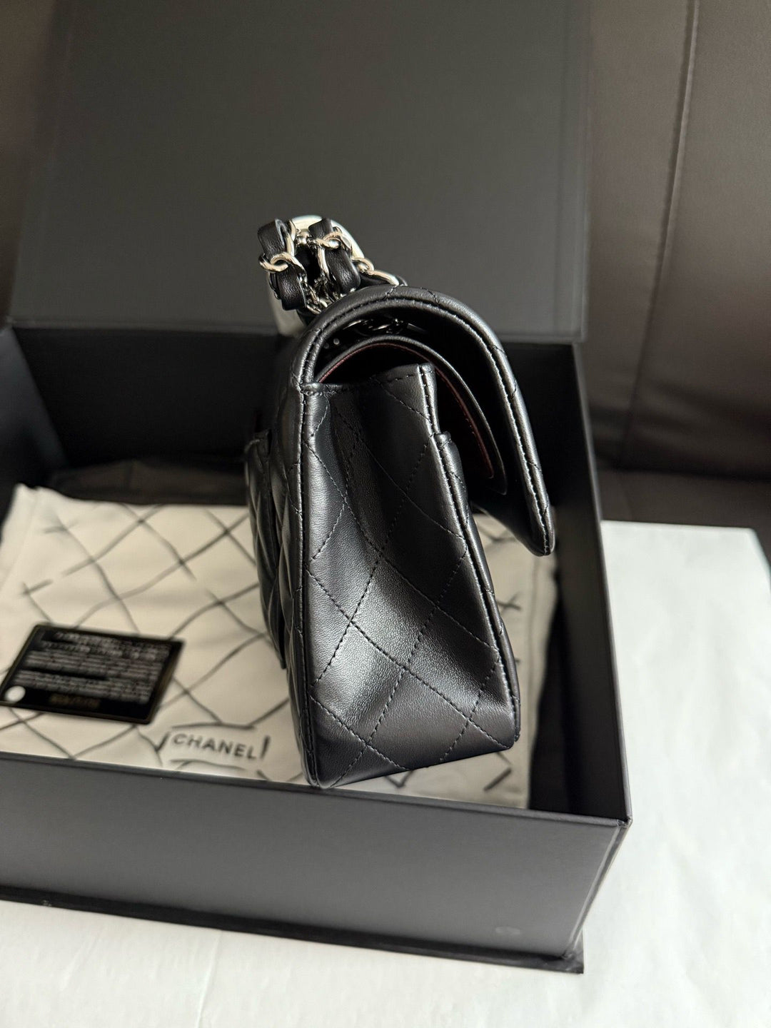Chanel Small Classic Double Flap Lambskin Black Silver Hardware 2020