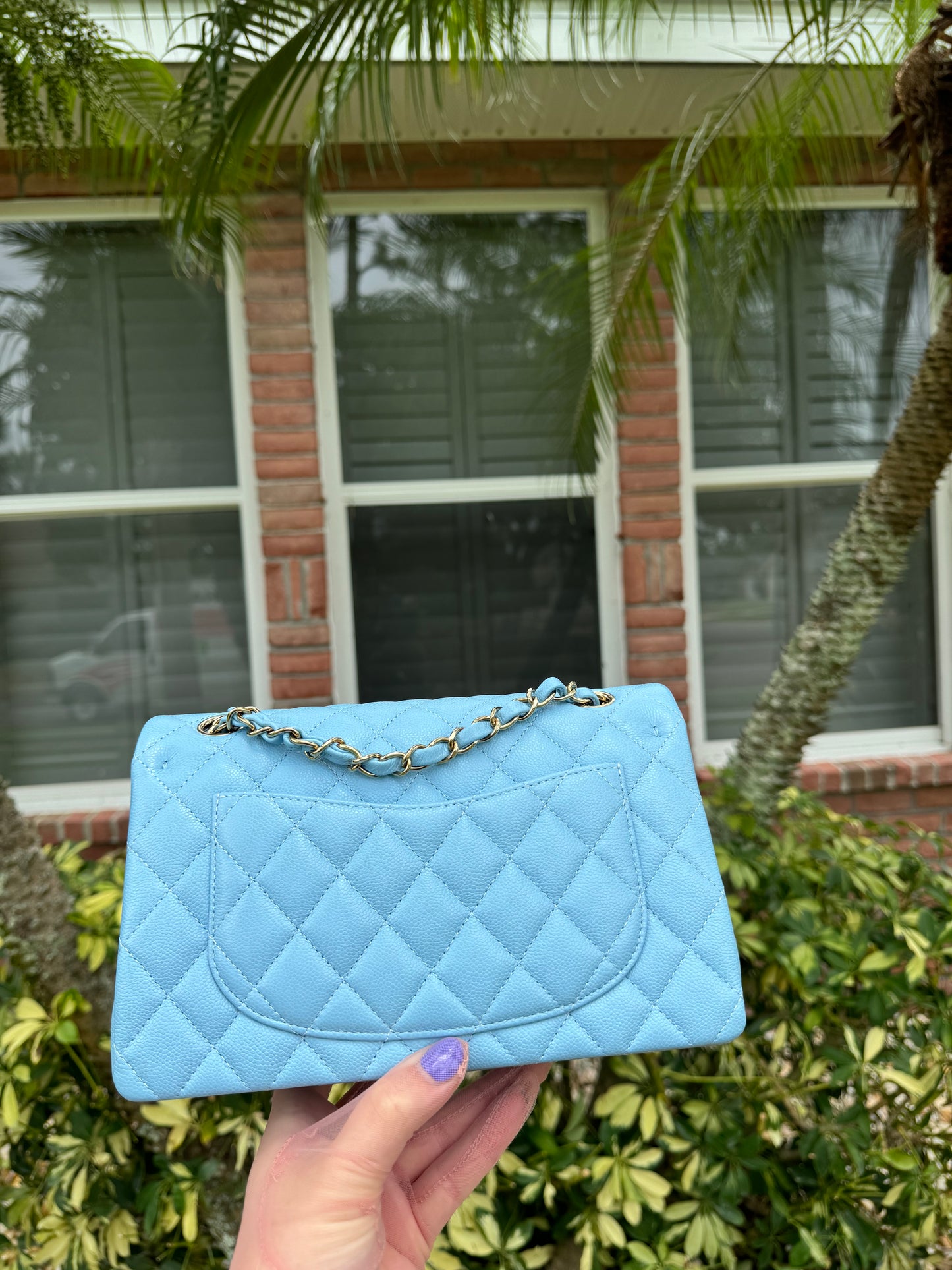 Chanel 23A Small Caviar Sky Blue Double Flap