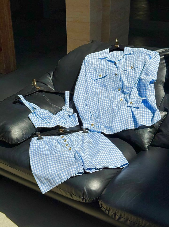 Chanel Iconic Vintage 3 Piece Blue Striped Set