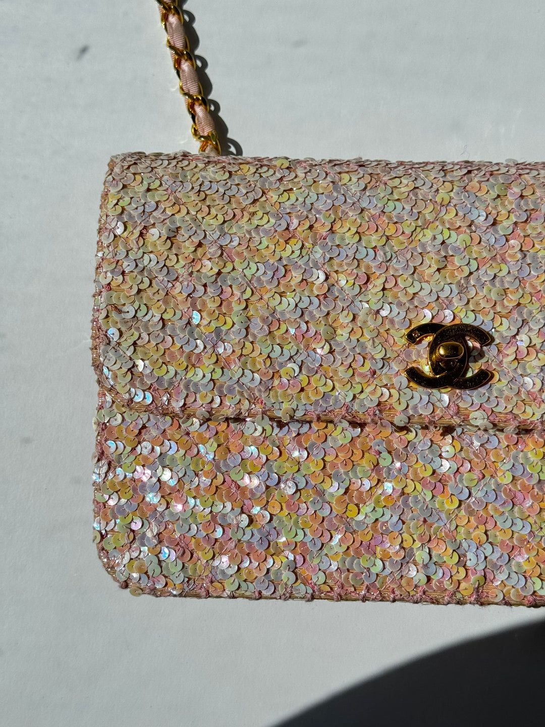 Chanel 1992 Medium Pink Sequin Flap Bag