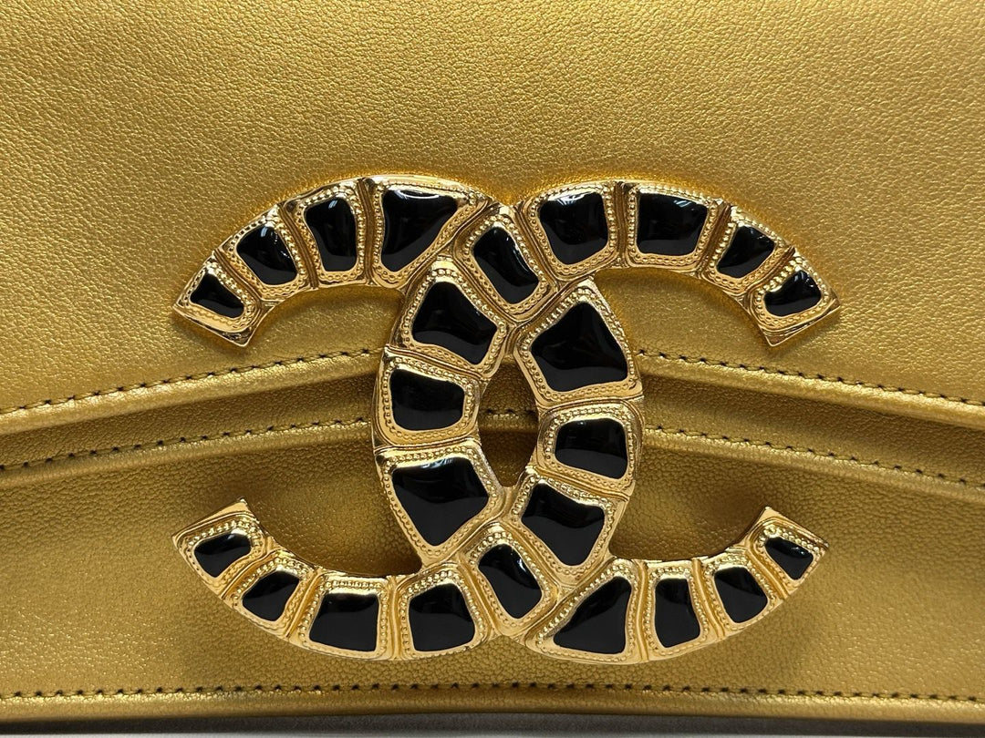 Chanel 19A Gold Egyptian CC Clutch