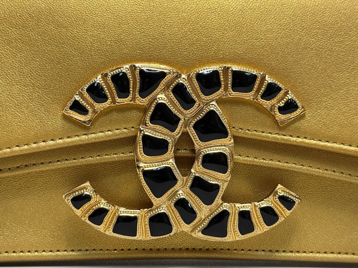 Chanel 19A Gold Egyptian CC Clutch