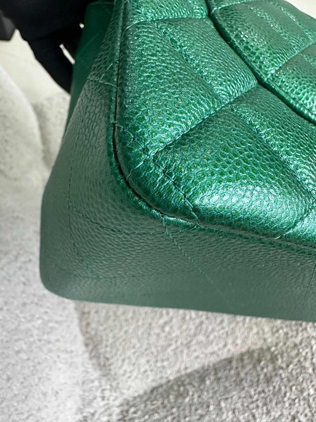 Chanel 18S Emerald Green Caviar Jumbo Flap Bag