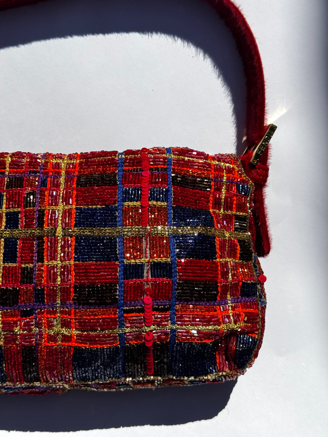 Fendi 1997 Vintage Beaded Ponyhair Baguette