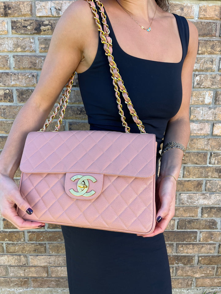 Chanel RARE Vintage Sakura Pink Caviar Jumbo