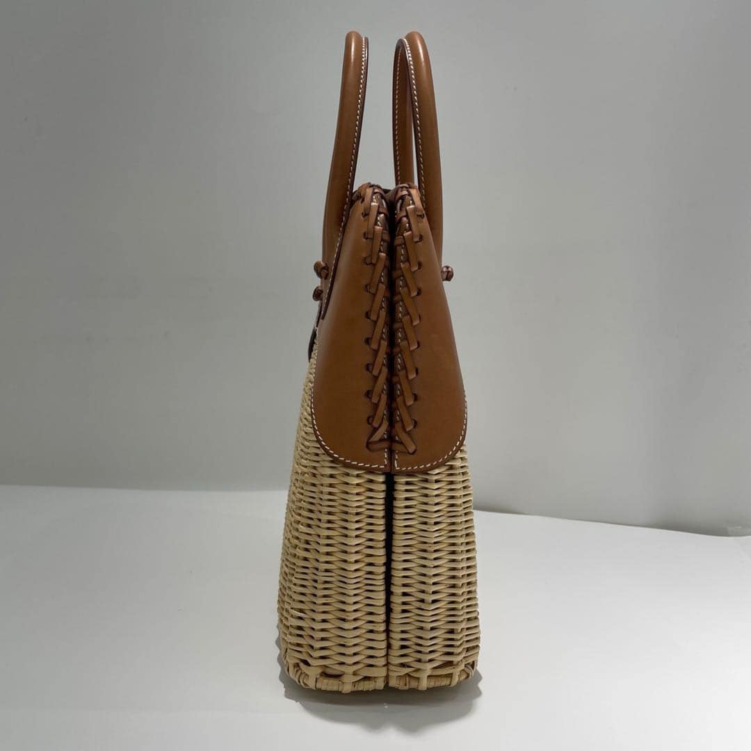 Hermes 2016 Picnic Bolide 25 Fauve Barenia & Osier Wicker Bag