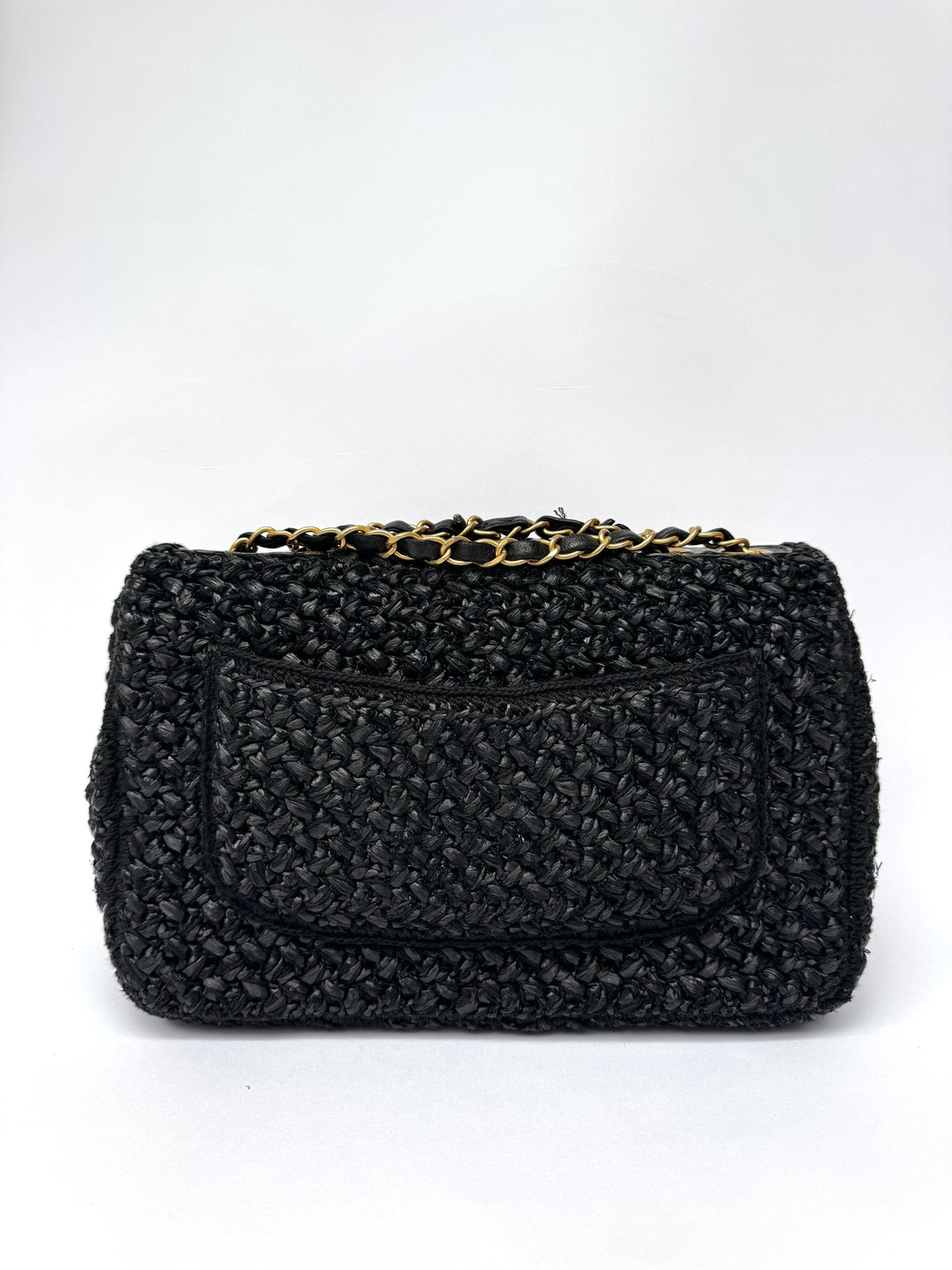 Chanel 18C Black Ancient Greece Raffia Crochet Flap Bag