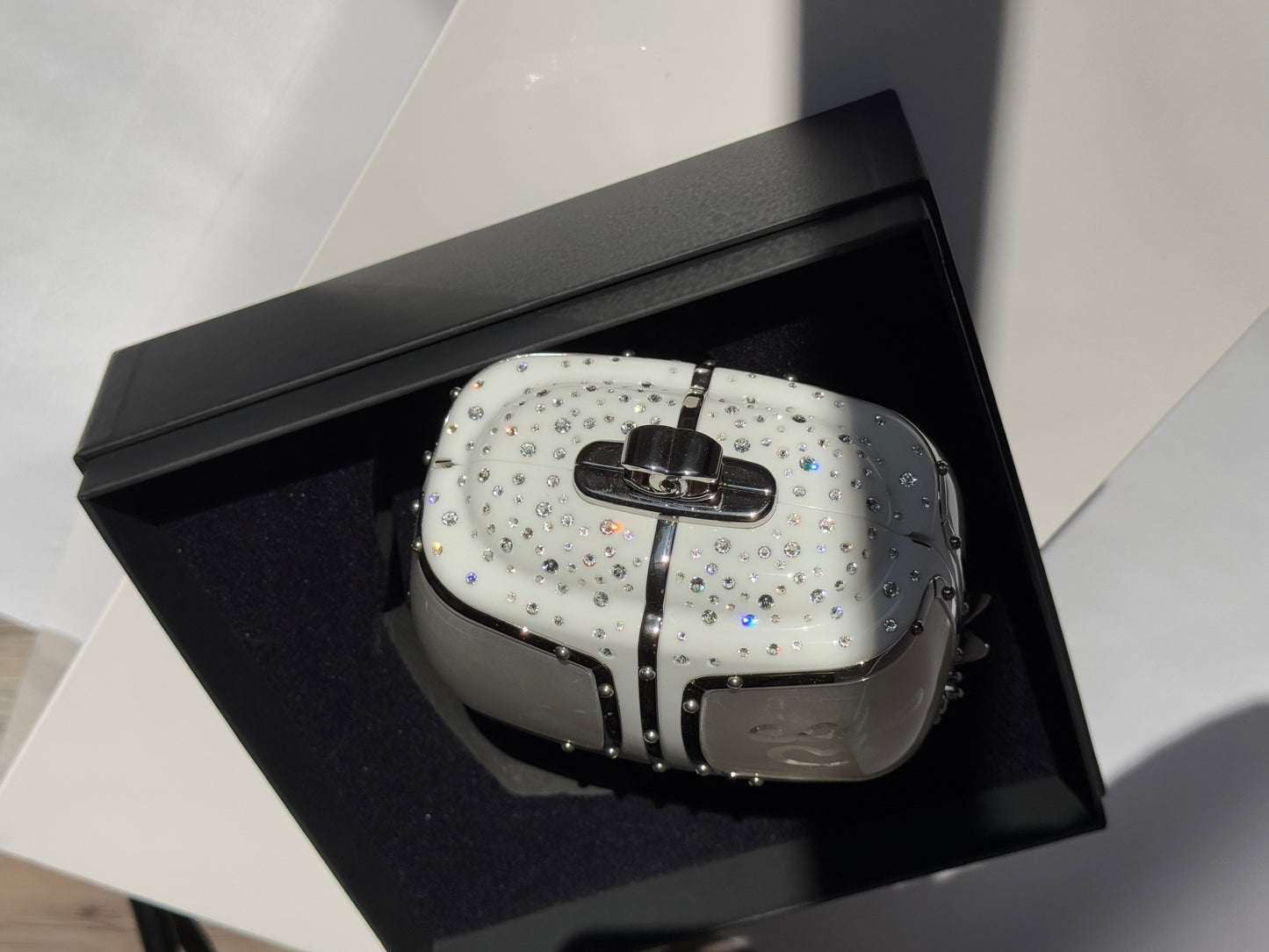 Chanel White Ski Gondola Swarovski Minaudiere