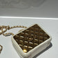 Chanel 21K Small White Lambskin Golden Plate Vanity Case