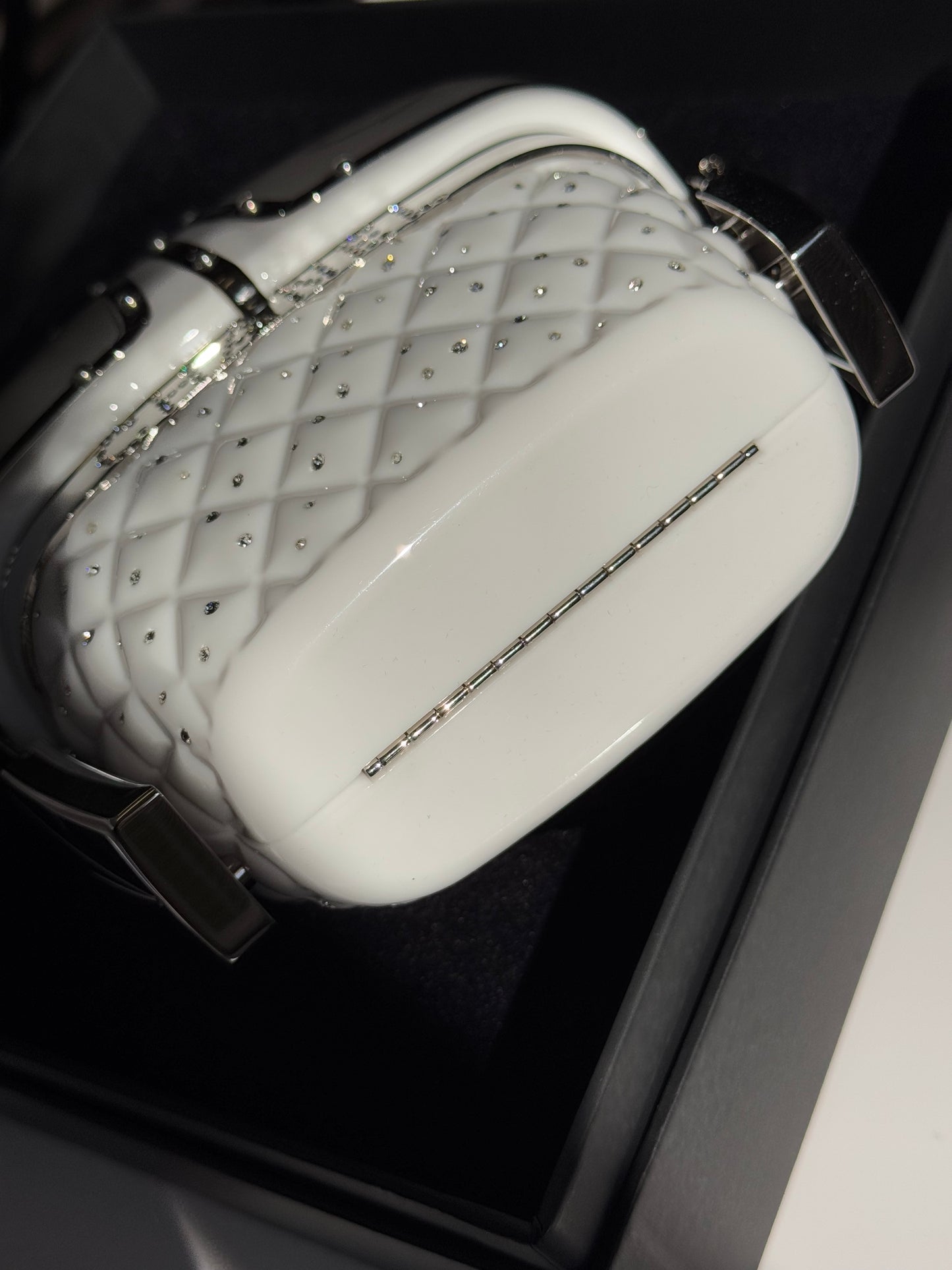 Chanel White Ski Gondola Swarovski Minaudiere