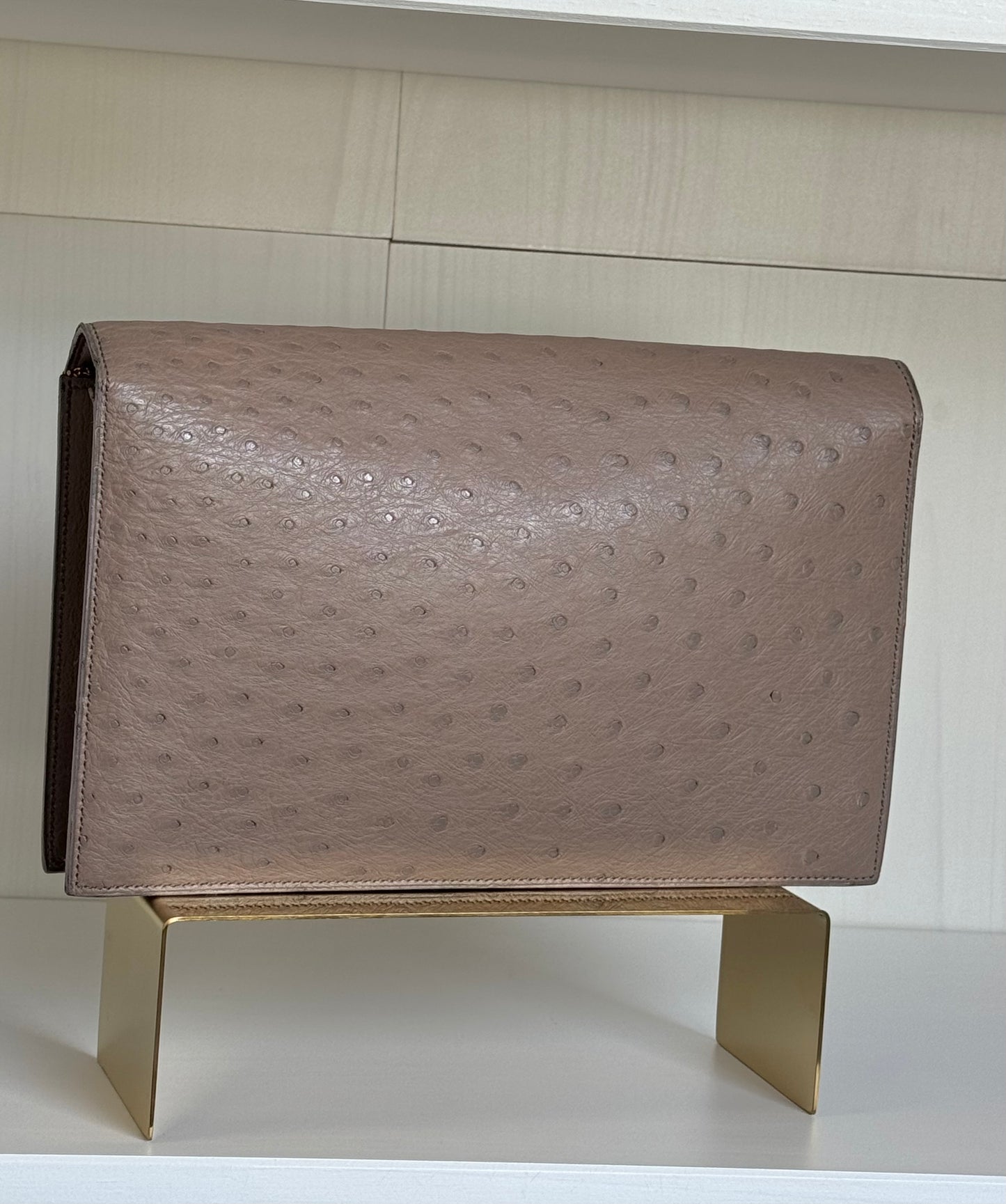 Hermes 1982 Ostrich Lydie 2 Ways Clutch Bag